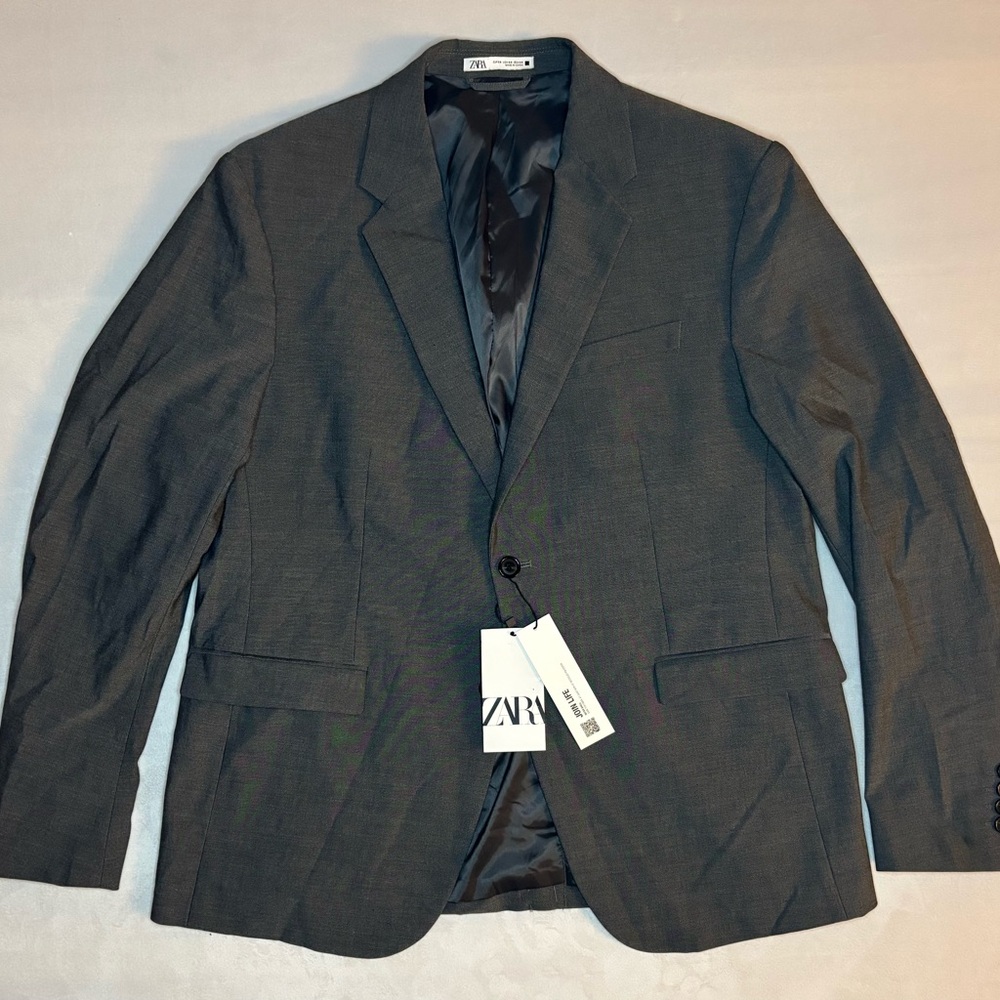 Zara Gray Sport Coat with Textured Wool Blend